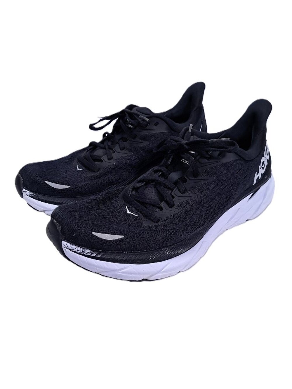 Hoka Clifton 8 Athletic Shoes Men 9.5 D Black White Run Sneakers 1119393 BWHT